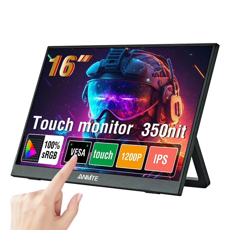 16inch Touch Portable Monitor 100%sRGB 350Cd/m External Second Display For Laptop Screen,Touch/no Touch optional