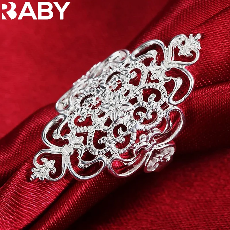 

Hot fine wide Retro elegant flower 925 Sterling Silver Rings For Women Fashion Party Holiday gifts Charms wedding brands Jewelry