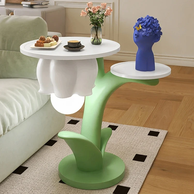 Modern Creative Lily of The Valley Statue Side Table Resin Round Table Living Room Balcony Decor Coffee Table Indoor Furniture