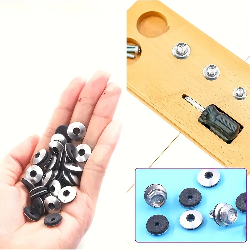 200 Stück Edelstahl-Bohrschrauben mit Unterlegscheiben-Set, 19 mm/30 mm für Dachdecken- und Autoreparaturen