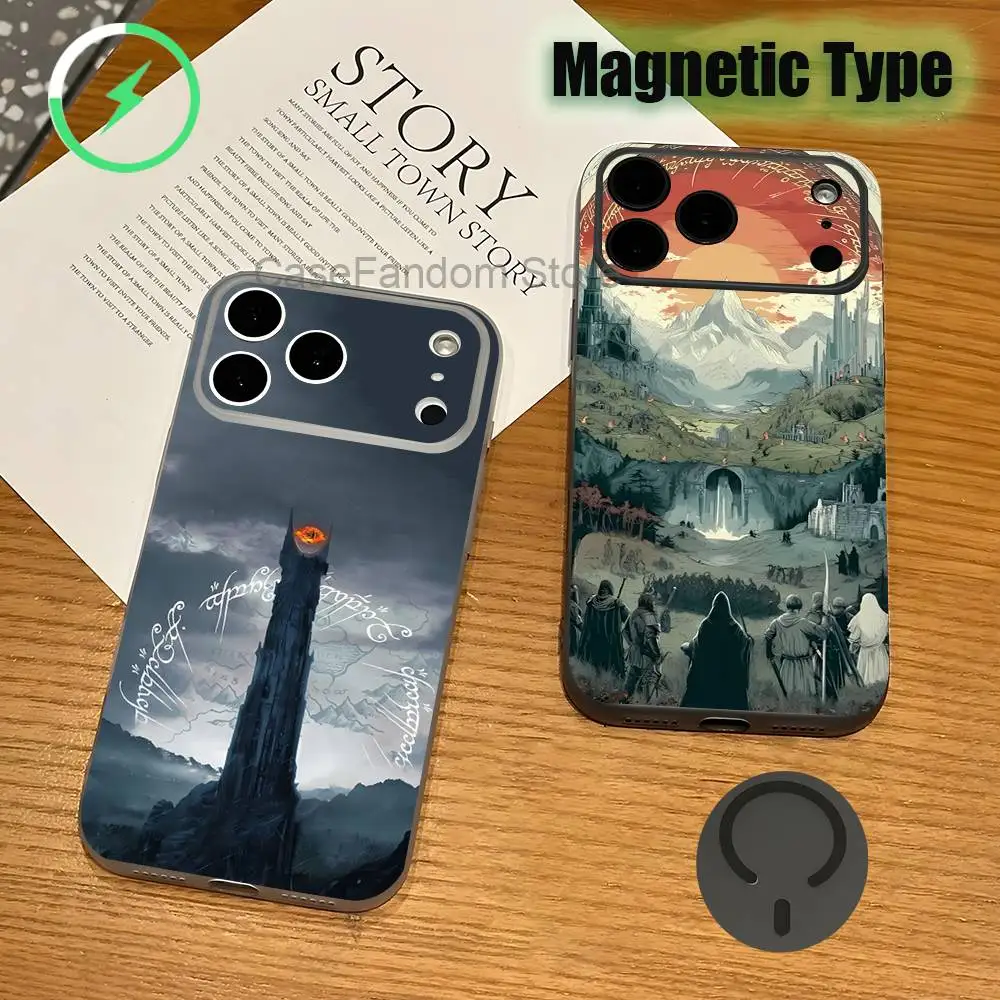 

R-Rings Of The Lords For iPhone 17,16,15,14,13,12,11,Pro,Max,Plus Transparent gray Phone Case Magnetic Wireless Charging