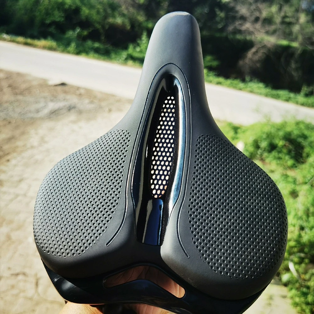 Thickened Memory Foam Massage Simple Bicycle Saddle PU Leather Mountain Cycling Seat Comfort Bike Seat Wide Saddle