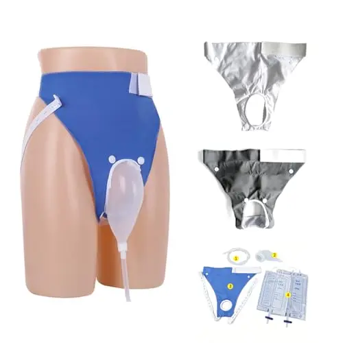For Condom Catheters Reusable Portable Male Urinal Kit 2 Urine Collection Bags High Quality For Elder Men Blue White Grey
