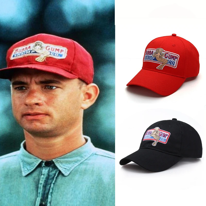 Forrest Gump Recover Baseball Caps1994 BUBBA GUMP Pattern Embroidery Cotton Snapback Cap for Men Women Red Black Dad Sun Hats