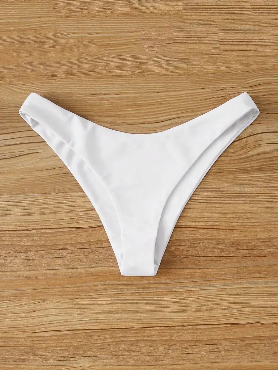 Solid High Cut Bikini Bottom Women Swimwear