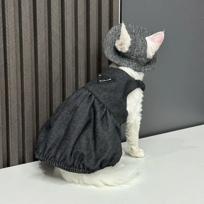 Summer Pet Clothes Cat Dress for Cats Gotas Fashion Black Sphynx Dog Dress Skirt with Hat Kitten Mascotas Clothing Vetement Chat