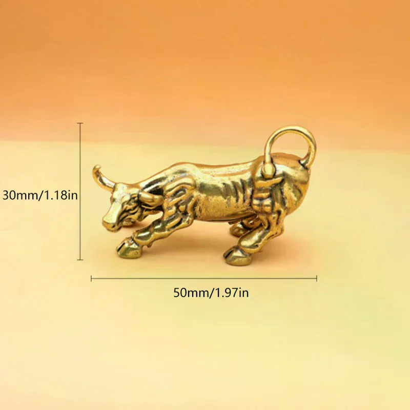 Brass Bull Wall Street Cattle Sculpture Copper Cow Statue Mascot Exquisite Crafts Ornament Office Decoration Business Gift 1pcs