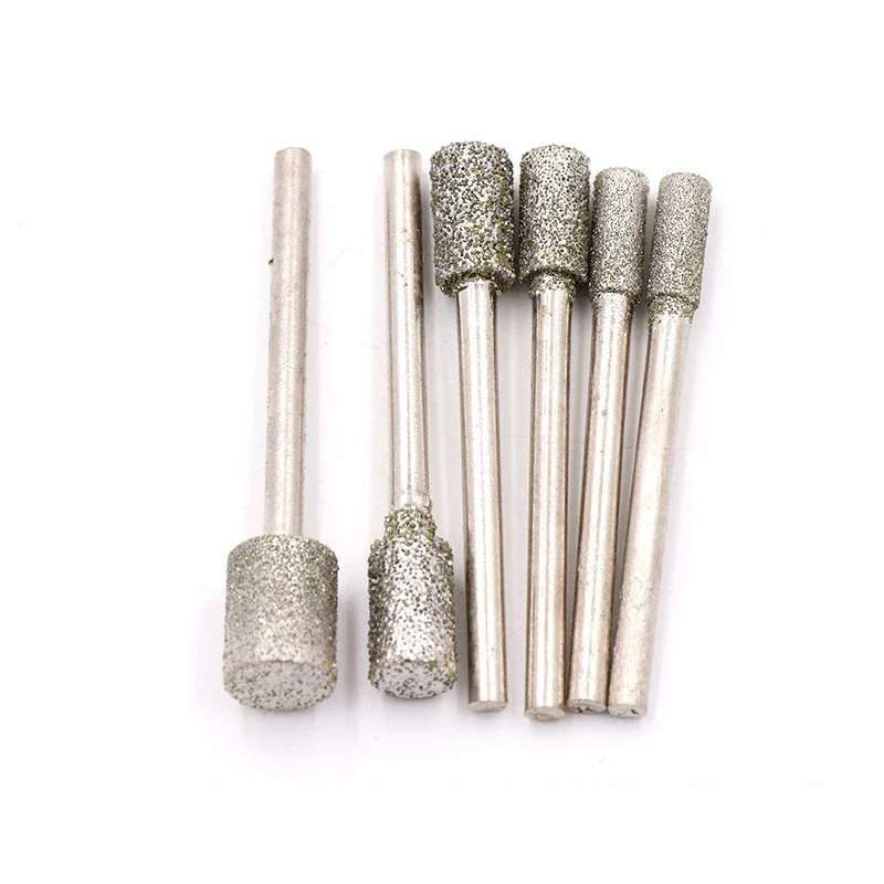 

1/5/10Pcs 3mm-8mm Diamond Burr Grinding Engraving Bit 3mm Shank for Dremel Rotary Jade Stone Carving Polishing