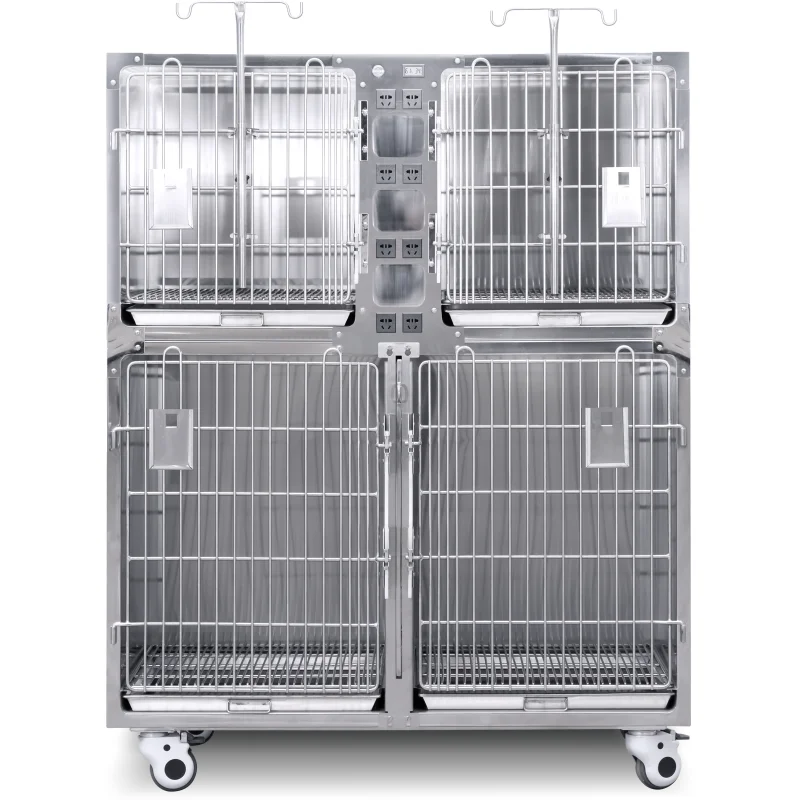 Stainless Steel Reusable Dog Hospital Cage For Pet Operation Veterinary Equipment