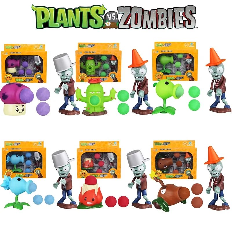 New Plants vs. Zombies Peashooter Chomper Winter Melon Conehead Zombie Toy set 6 Styles Game Figures Hard plastic Model Boy Gift