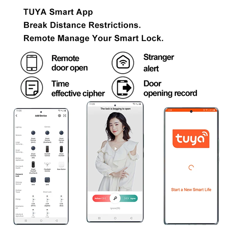 New Design 3D Face Recognition Smart Door Lock With Fingerprint Password Card Security Pull Push Handle Lock