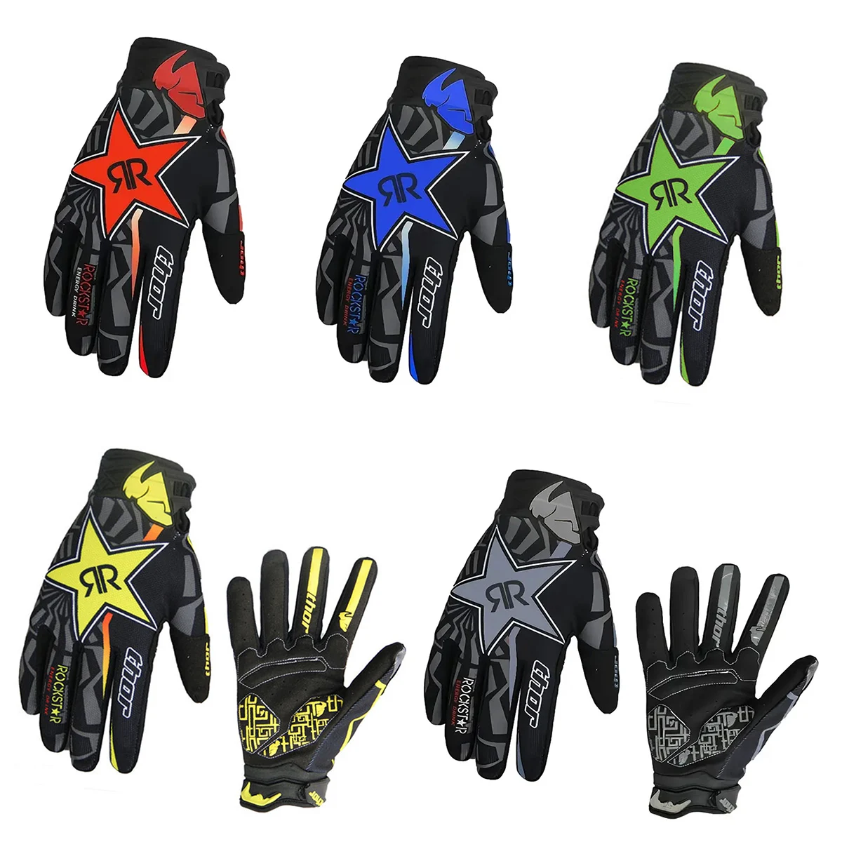 Multi Colored Fashionable Outdoor Cycling Universal Gloves Motorcycle Riding Colorful Six Tpes Of Full Finger Gloves