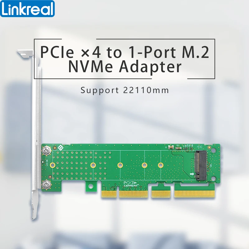 Linkreal M.2 NVMe NGFF M Key to PCIe x4 Adapter support M.2 in Size 2230, 2242, 2260, 2280 and 22110mm-LRNV9511-G2