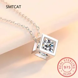 Real S925 Sterling Silver 1ct Moissanite Pendant Necklace for Women Party Fine Jewelry Diamond Neck Chain Necklaces Gift