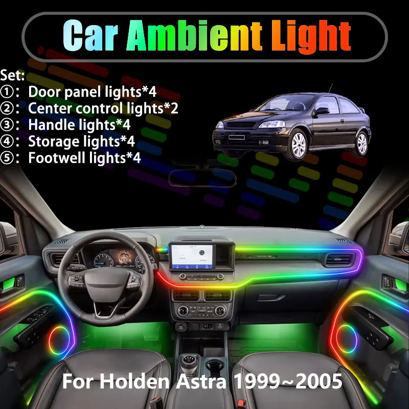 

For Holden Astra 1999~2005 Chevrolet TS 2/18 in 1 Car ambient lighting Led trunk interior led lights USB RGB Ensemble Streamer