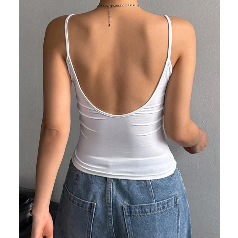 Women's Cropped Vest Hot Girl Spaghetti Straps O-neck Backless Sleeveless T-shirt Multi Color Optional Collect Waist Tank Tops