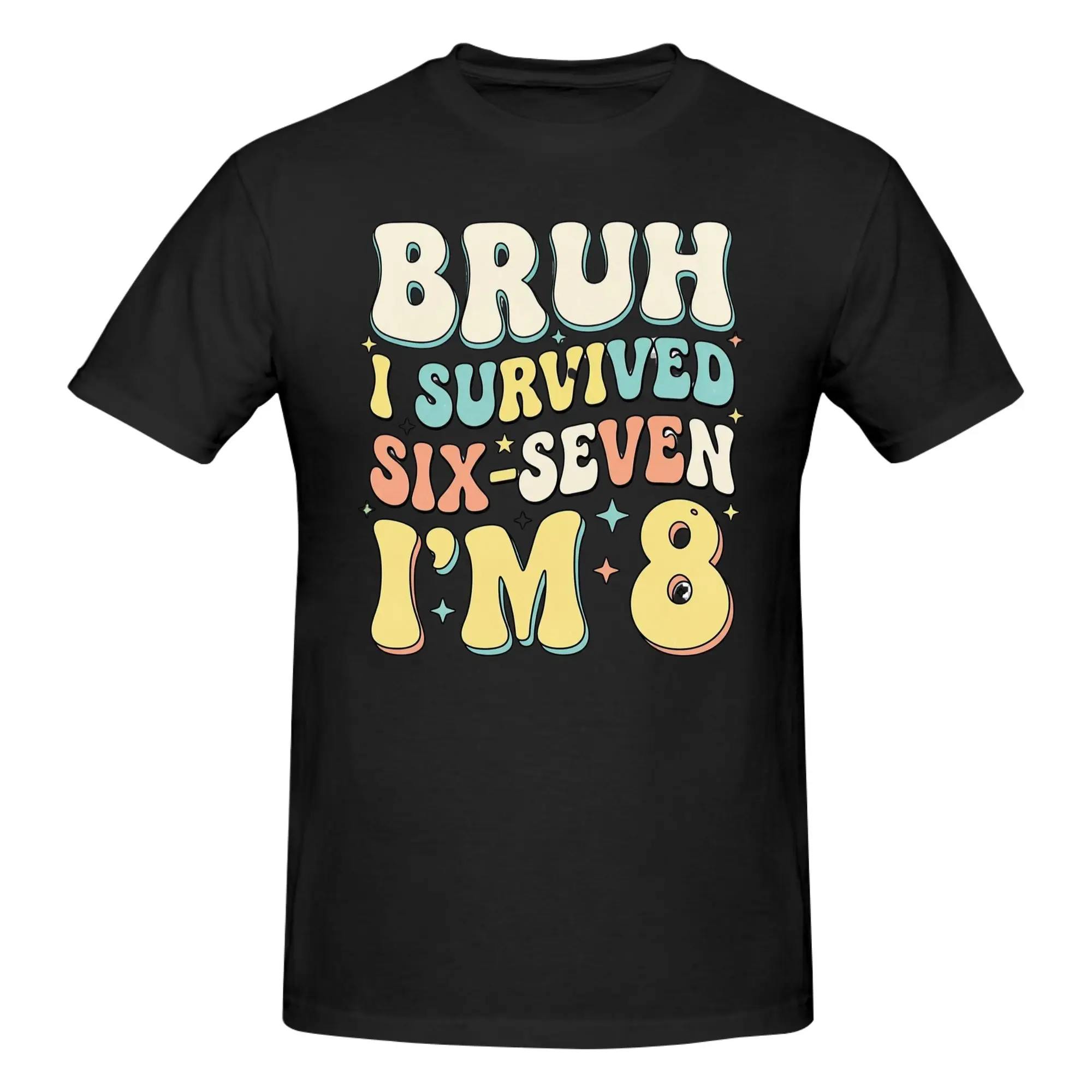 1 Piece Child Present Funny Graphic 100% Cotton T-Shirt Bruh I Survived Party Vibes Tops Tees For Men
