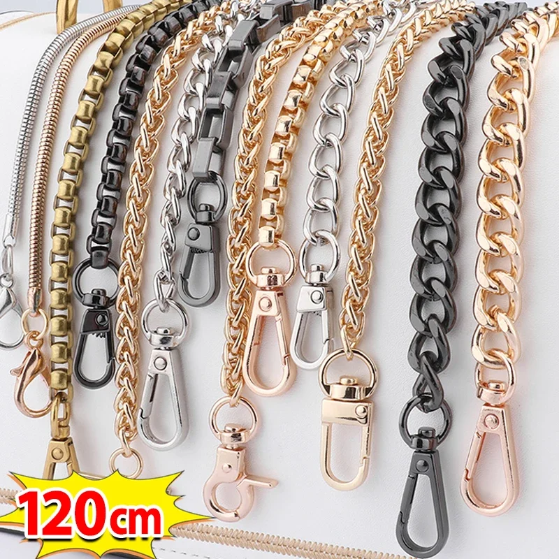 120cm Metal Aluminum Bag Chain Replacement Parts Accessories for Hand-Woven Shoulder Handbag DIY Handmade Detachable Straps