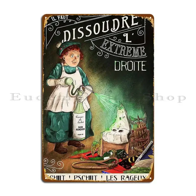 Dissolvant Antifa Poster Fran%C3%A7ais Metal Sign Cinema Garage Party Bar Cave Customize Tin Sign Poster
