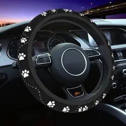 38cm Car Steering Wheel Covers Dog Paws Paw Universal Cute Animal Braid On The Steering Wheel Cover Auto Car Accessories