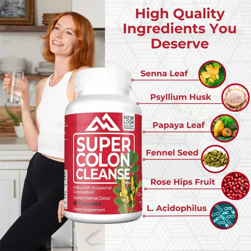 

Super colon cleansing for 10 days with gentle detoxification, made of psyllium husk, digestive support, 60 capsules