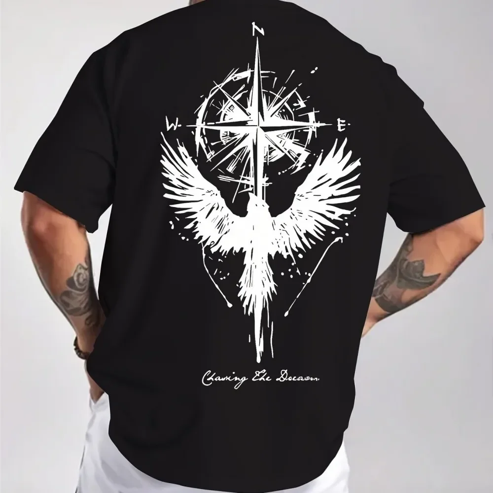 

Men's Summer Angel Printed Pattern Fashionable and Comfortable Round Neck T-shirt Outdoor Skin friendly Casual Top