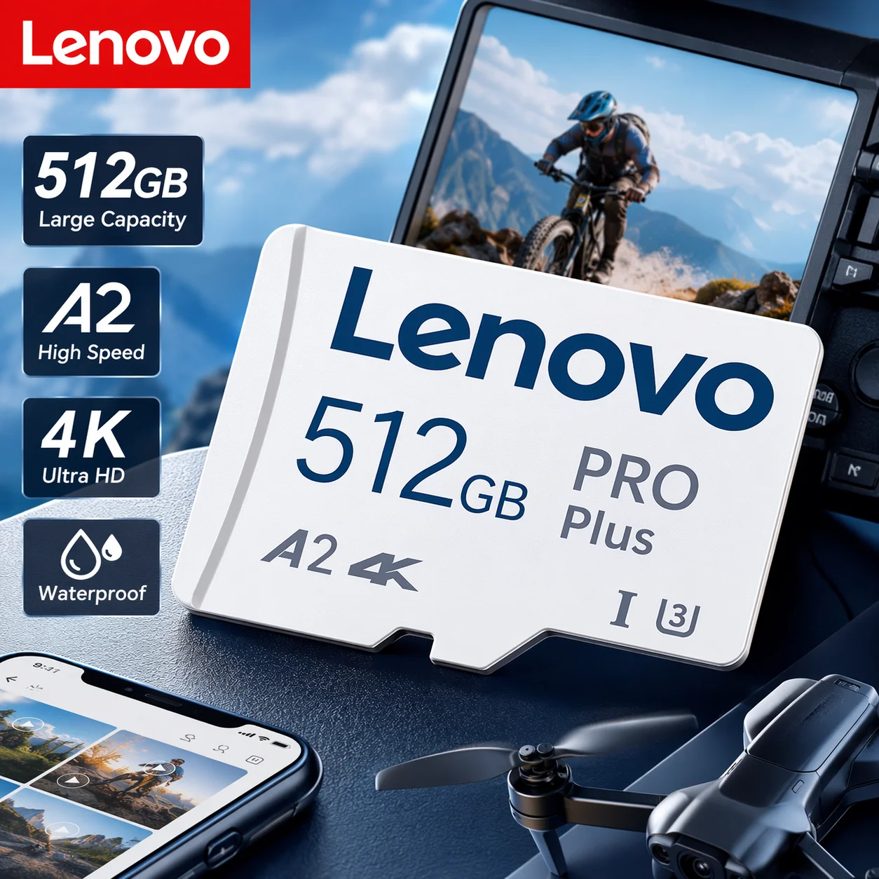 Lenovo Original Micro TF SD Card 4K Ultra HD U3 V60 64GB 128GB 256GB Memory Card High Speed Hot Sale For Drone Action Camera 4K