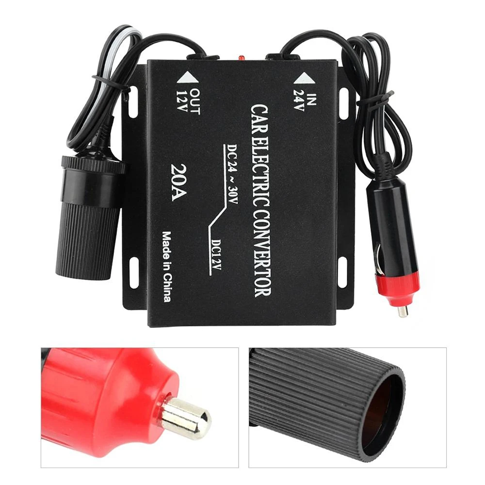 NEW Cigarette Lighter 20A 24V To 12V Type Car Power Supply Converter Step Down Transformer