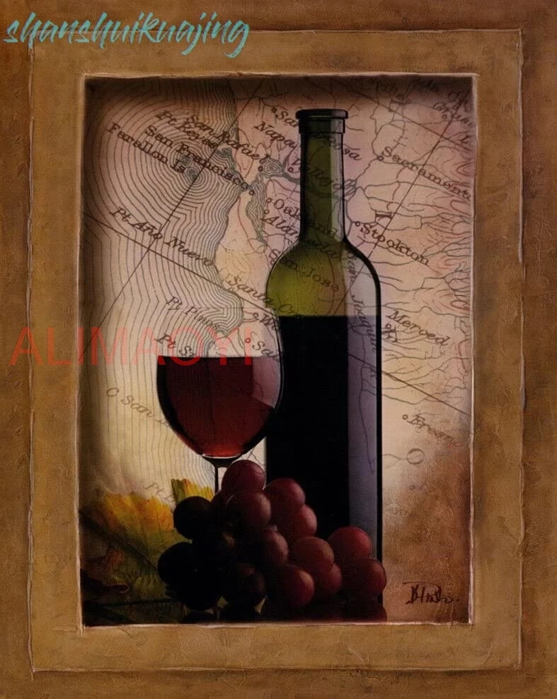 Decor Red Grapes Wine Glass and Bottle Kitchen Tuscan Garage Bar Patio Club Plaque Sign Spring 12x8 in Tin Sign Home Decor Ho