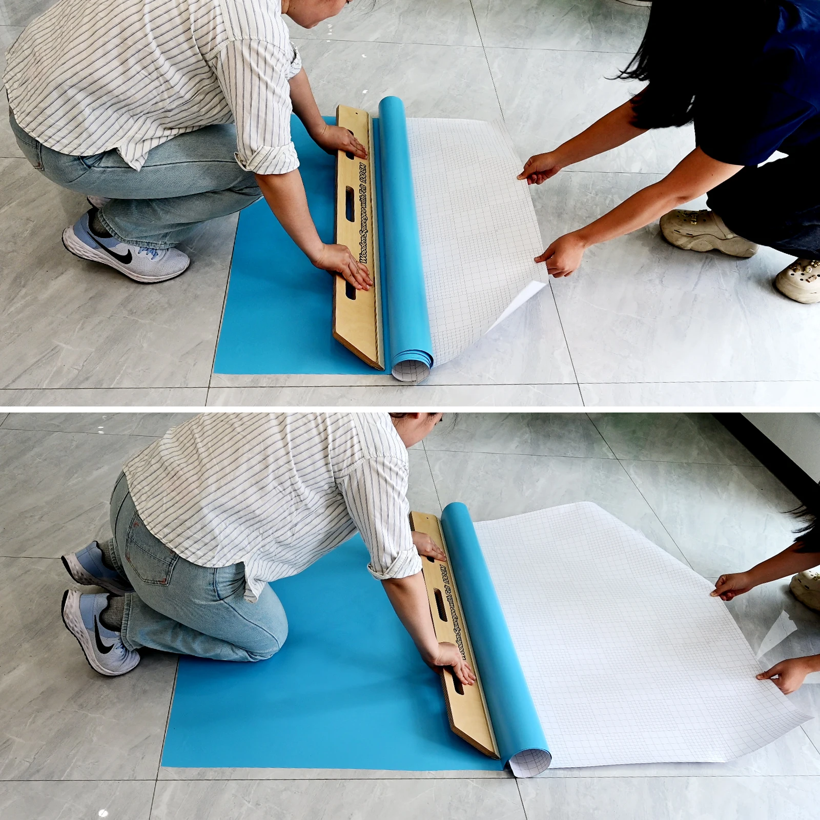 EHDIS 30/100cm Großer Holzabzieher mit Filzkante für Tapeten, Poster, Glasfolie, Vinylanwendung und Holzglättung – Detail 12