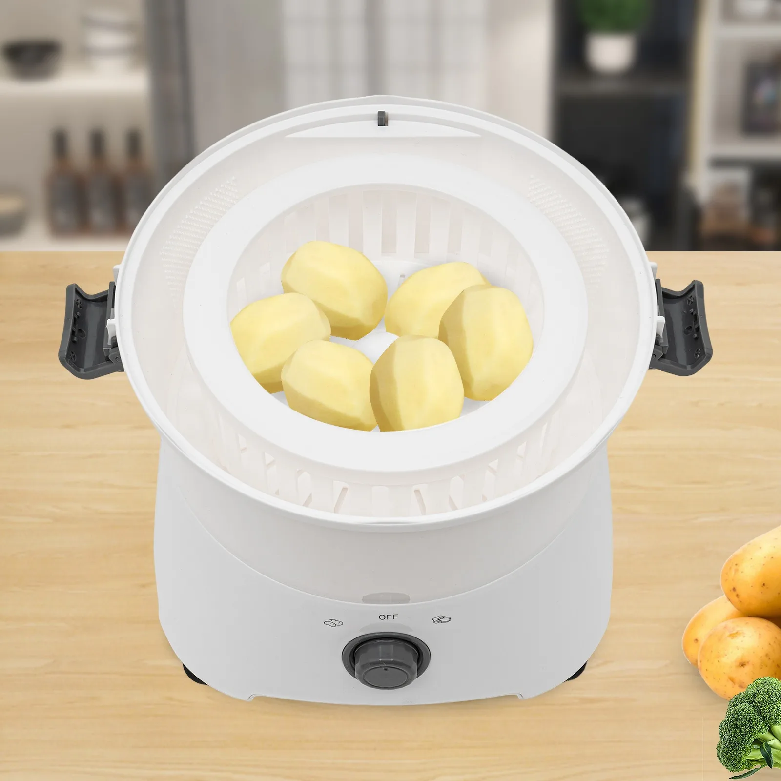 Electric Potato Peeler, 85W Commercial Electric Potato Peeling Machine, Automatic Peeler, Suitable for 1.76 lb Potatoes