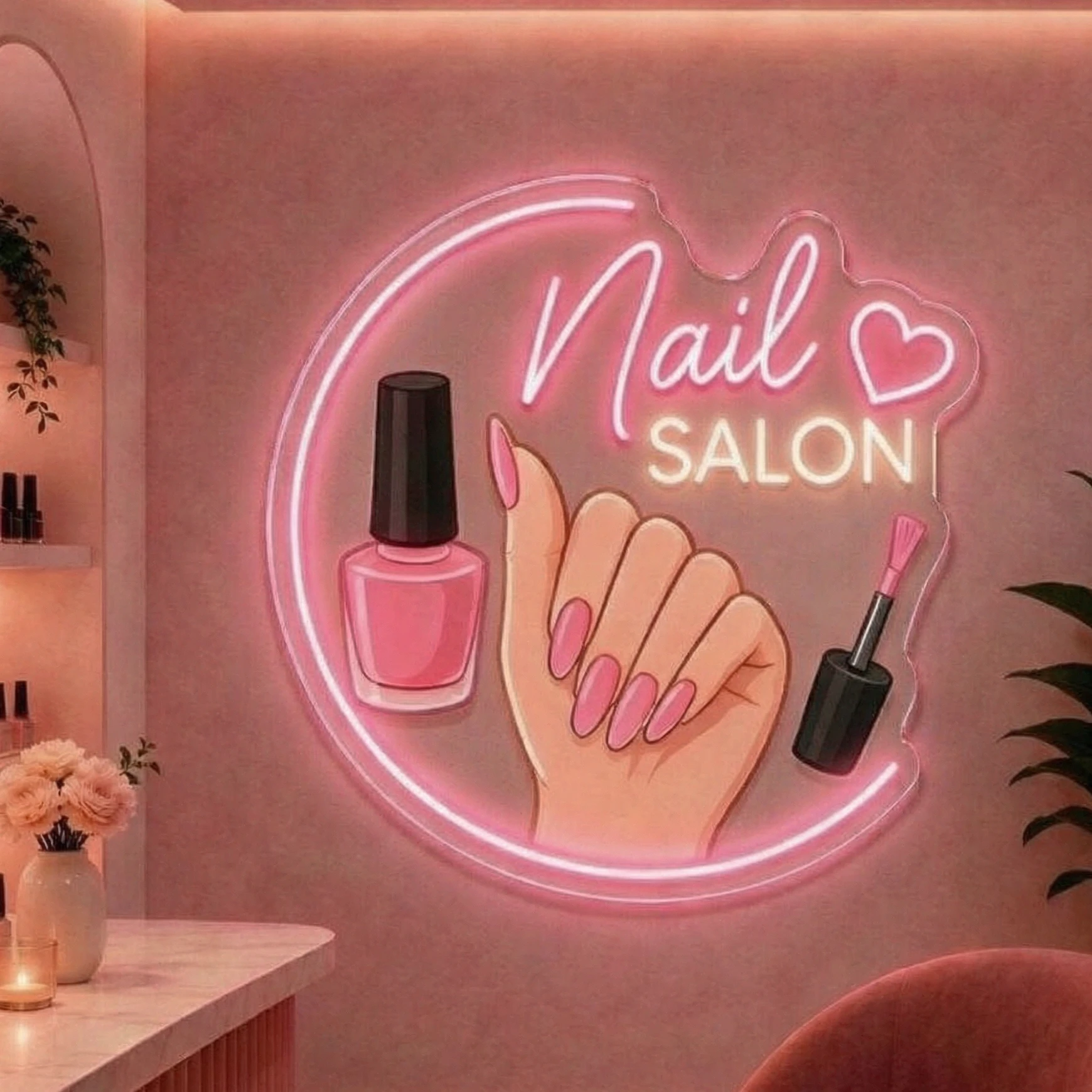 Nail Neon Sign Nails Studio Neon Beauty Salon Sign Nail Salon Shop Home Art Decor,Business Owner Gift,Gift For Beauty Shop