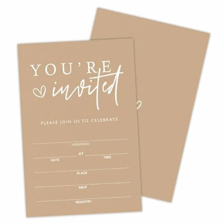 

You're Invited! Party Invitations, Minimalism Invitations For All Occasions, 25 Invite Cards With Envelopes Birthday, Baby Show