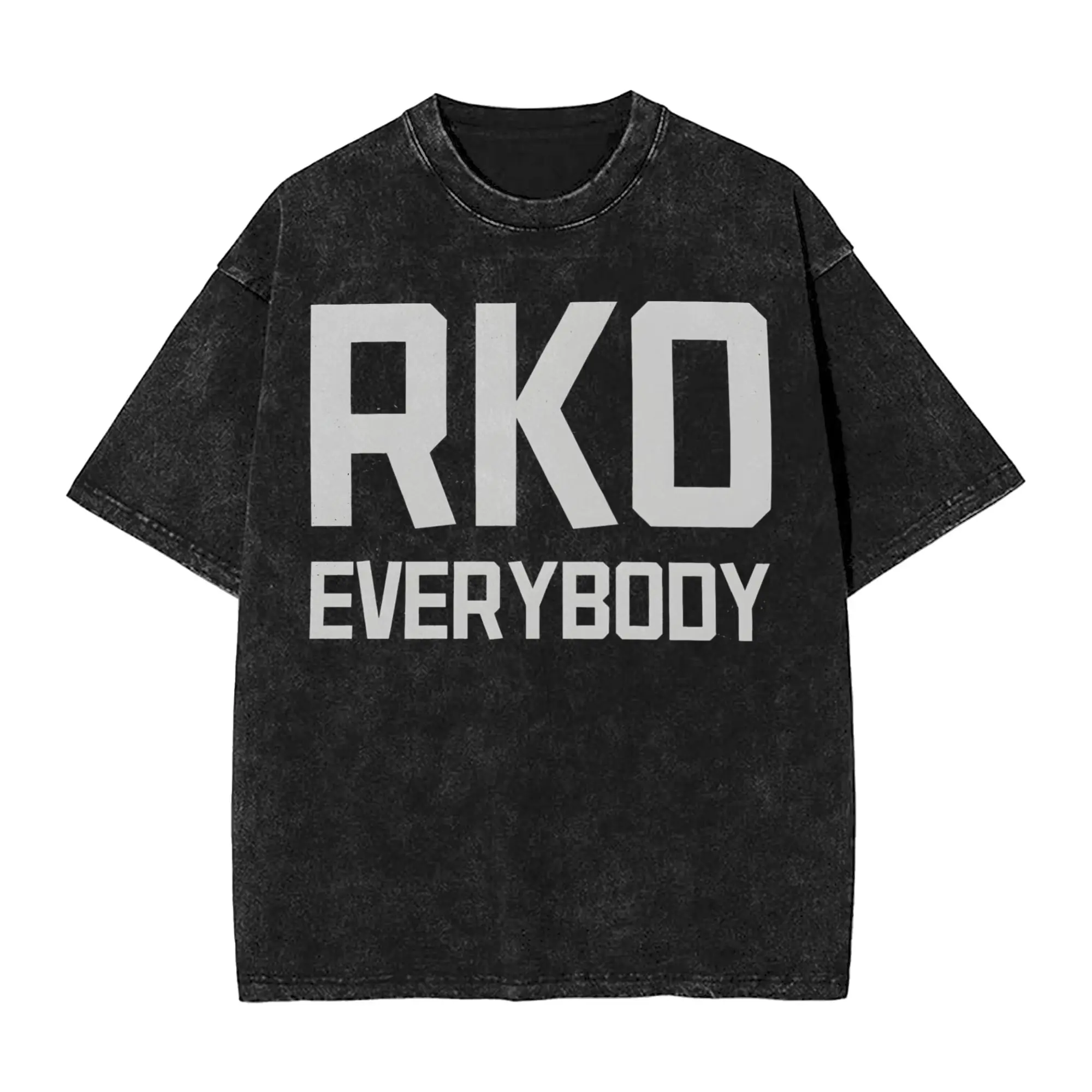RKO Everybody  Wrestling Meme Vintage Washed T Shirt Men Women Cotton Crazy T-Shirt Crew Neck  Tees Short Sleeve Tops Plus Size