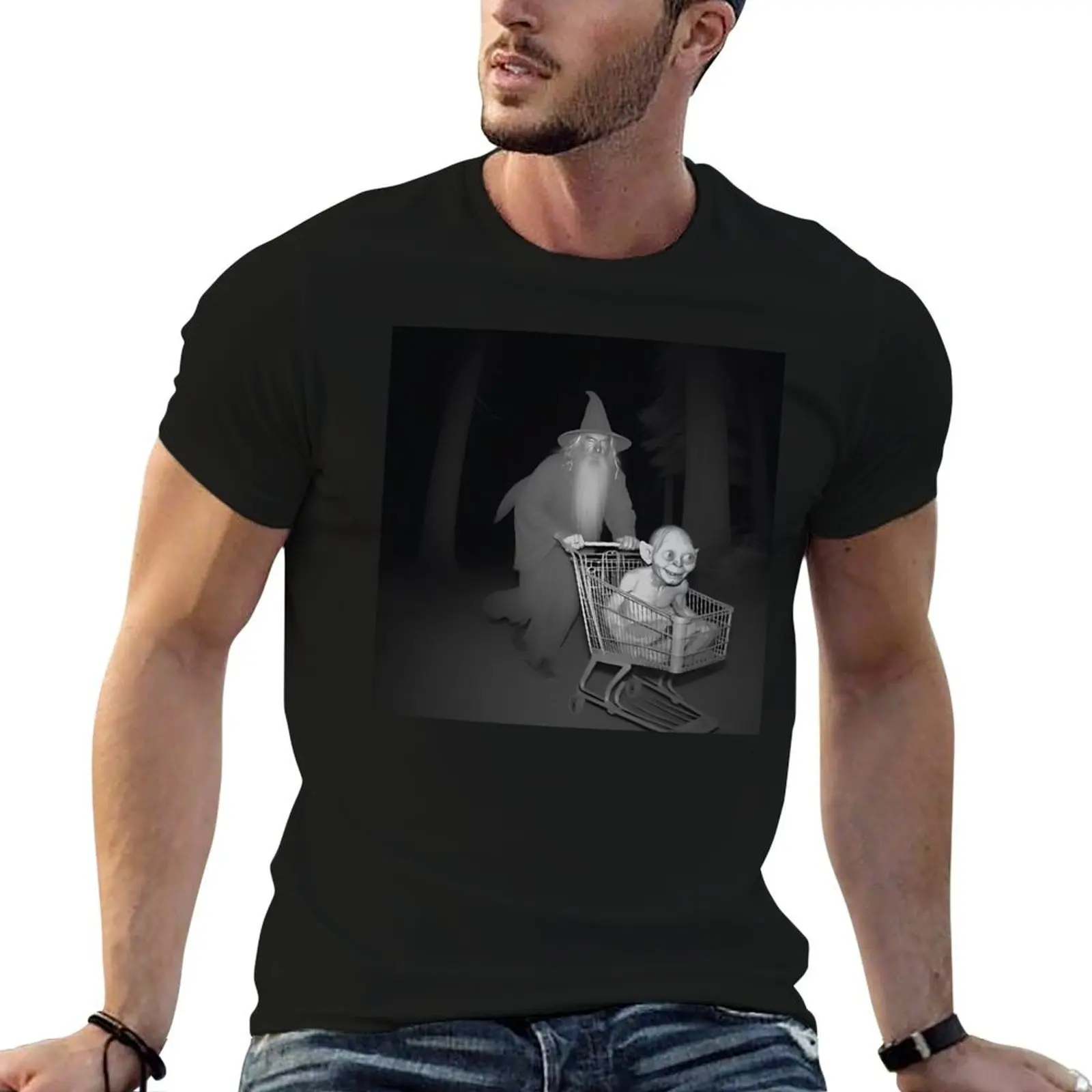 Camiseta Grey Wizard Pushing, camiseta de manga corta para ejercicio en el gimnasio