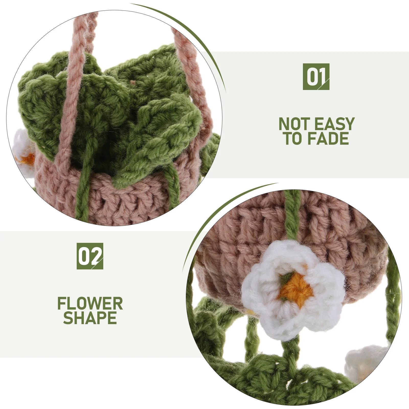 

Crochet Car Plant Hanging Decor Rearview Mirror Pendant Ornament Exquisite Polyester Handmade Car Interior Charming Accessories