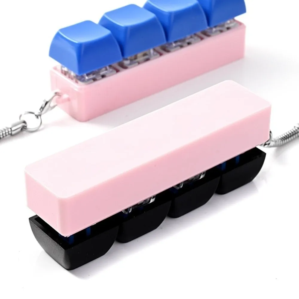Sensory 4 Keys Keycap Keychain Button Keycap Stress Relief Clicker Keychain Pass Time Click Sound Decompression
