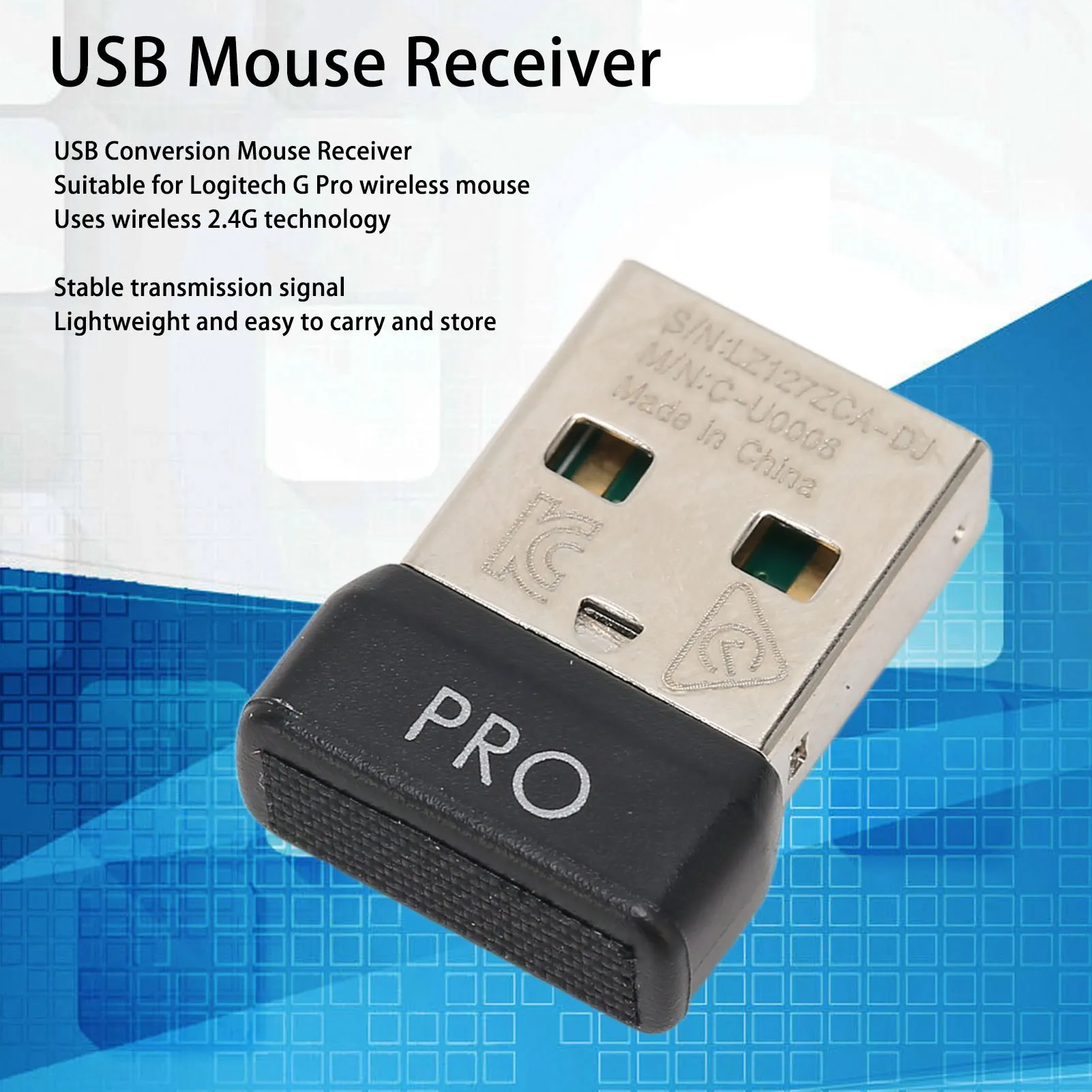 

Mouse Receiver Mouse Receiver USB Mouse Receiver Wireless 2.4G Easy Replaceable ABS Portable Mouse Receiver For G Pro
