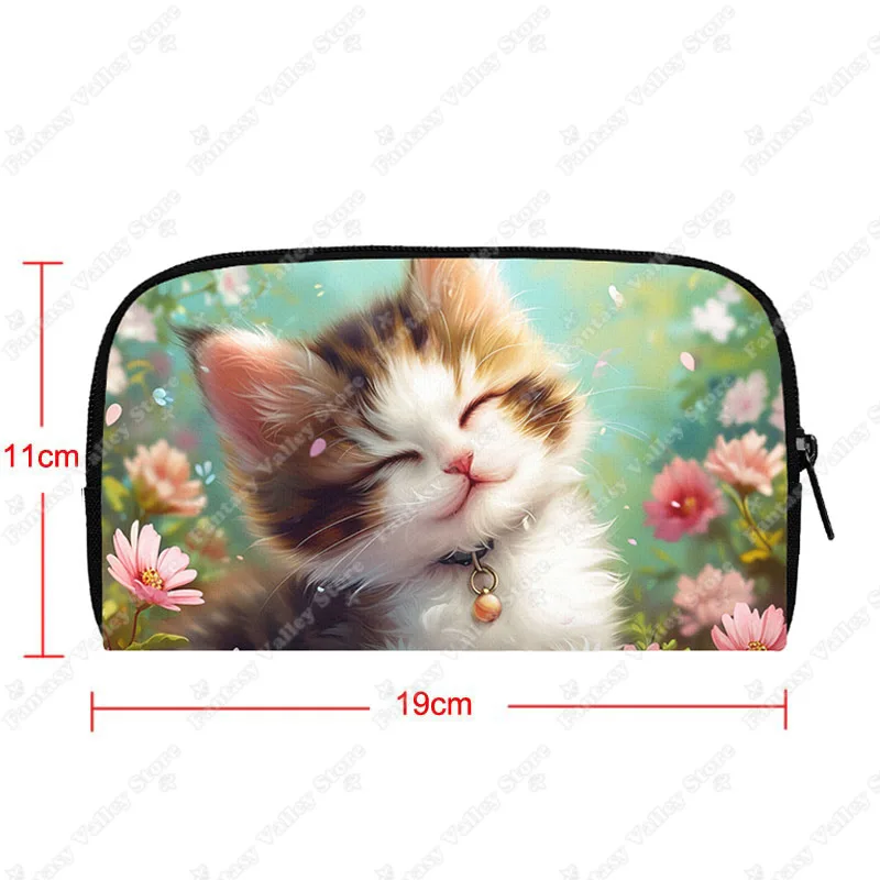 Cute Flower Cat Wallets Kawaii Baby Kitten Cats Credit Card Holder Long Wallet for Women Small Storage Bags Purse Clutch Bag
