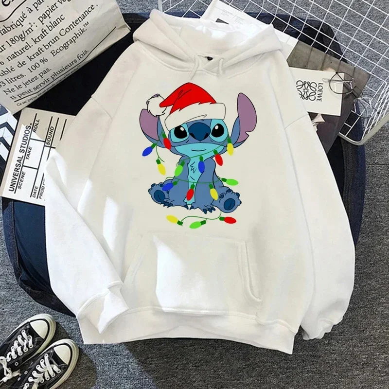 Kawaii Hoodies Women Kawaii Cartoon Lilo Stitch Graphic Hoodie Streetwear Anime Unisex Hoodied Female Women\'s Sweatshirts Tops