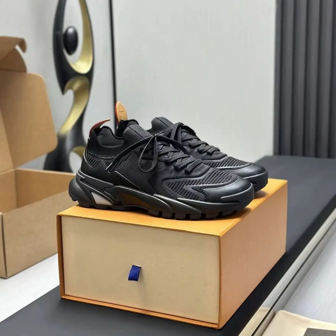 Unisex Black Mesh Chunky Sneakers Lace Up Thick Sole Casual Running Trainers for Men Women