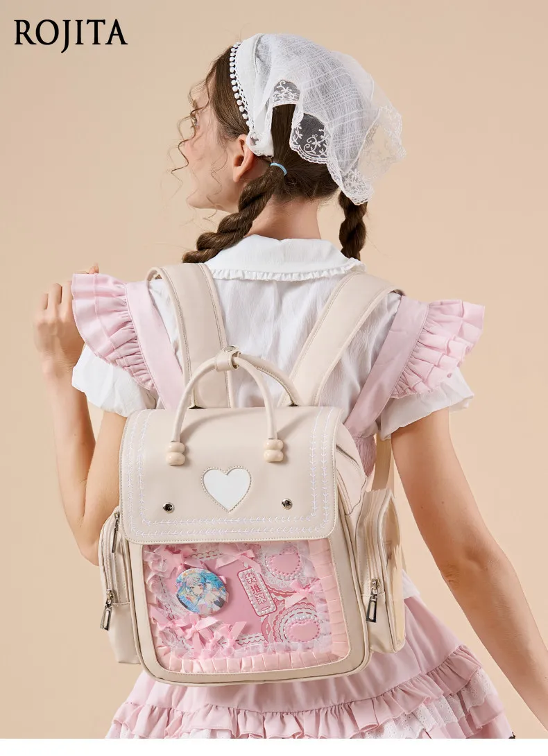 Lolita Style Clear Window Rucksack Pain Bag Female Shoulder Leisure Commuting Daily Large-capacity Two-dimensional Backpack