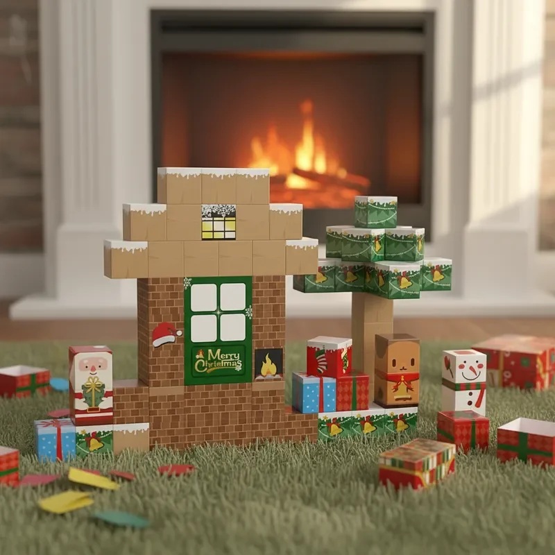 2025年 STEM 磁気クリスマスビルディングブロック サンタクロースシーンモデル DIY 卓上装飾 子供の誕生日 クリスマスプレゼント