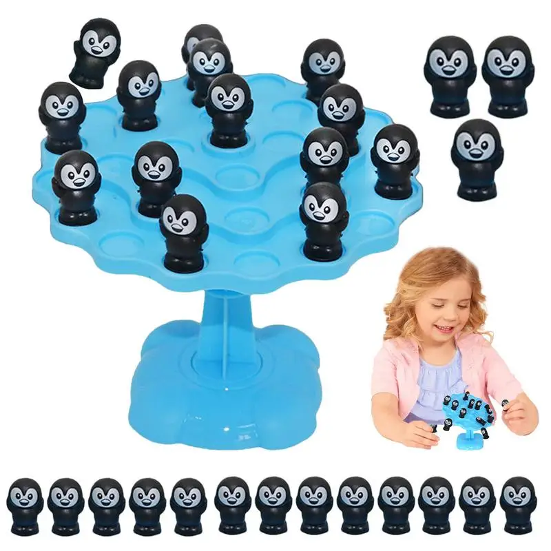Balance Stacking Game Penguin Stacking Tower Game Interactive Educational Toys Desktop Balance Plate For Family Boys Girls
