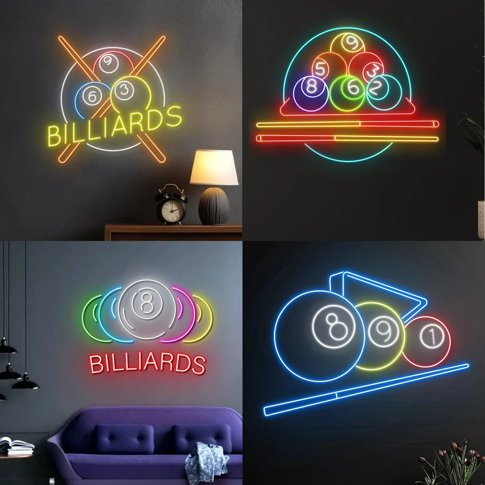 

Billiard Pool Neon Sign Led Light Signs Custom Billiards Bedroom Home Wall Hang Bar Club Decoration Neon Lights Birthday Gifts