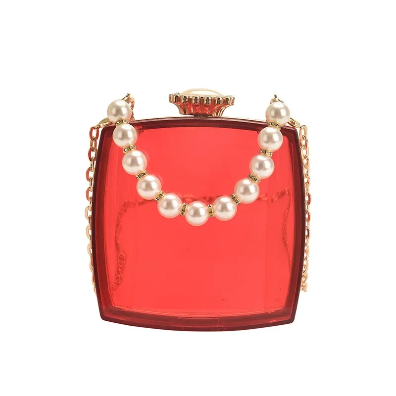 Pearl Acrylic Box Clutch Look Clutch Bag 2023 Fashion Pvc Clutch Bag Unique Clutch Bag Mini Evening Purse Chain Crossbody Bag