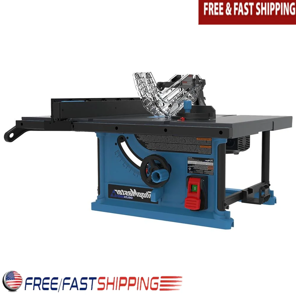 10 Inch Portable Table Saw 15 Amp Motor Lightweight Design Tool-less Assembly Flip Down Ripping Fence Dust Port Compact Work