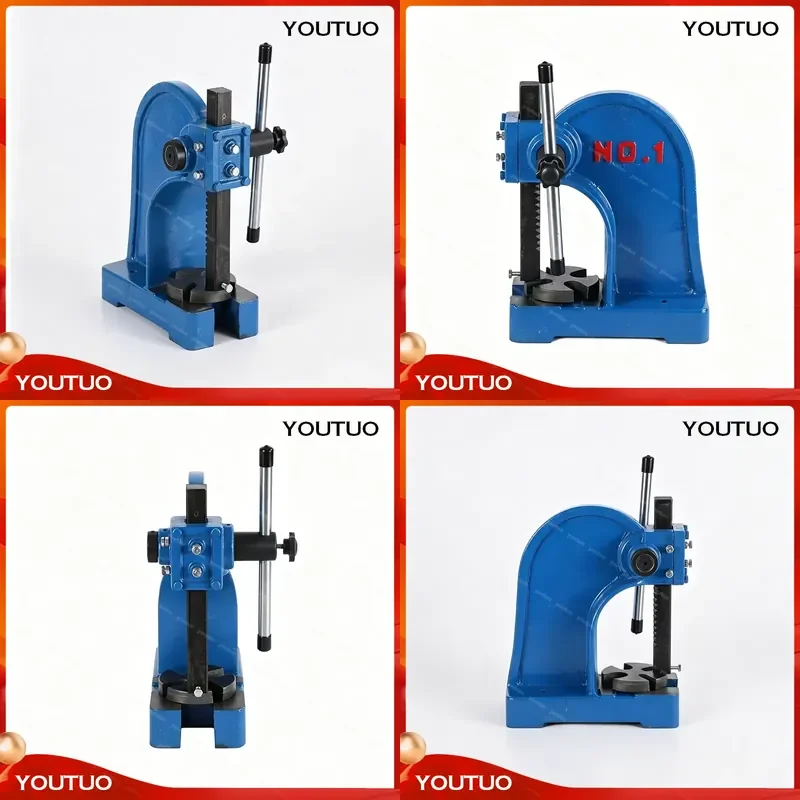  1T Manual Desktop Hand Punch Press Mountable Bearings Cast Iron  Riveting Squeezing Punching Bending Pressing