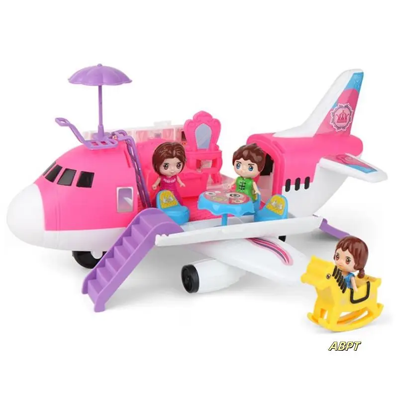 Children Inertia Airplane Model  Storage Large Size Passenger Aircraft Girl Play House Set Kids