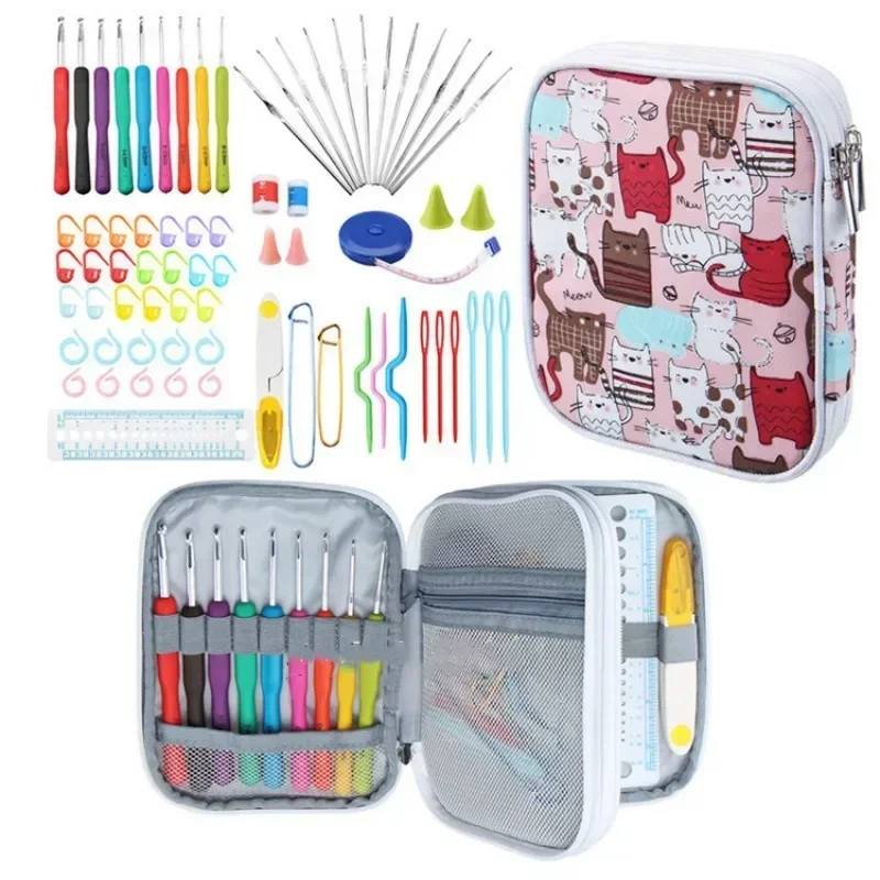 Crochet Hook Case Organizer with Zipper, Hair Scissors Bags,Portable Yarn Tote for Knitting Accessories,Craft Supplies